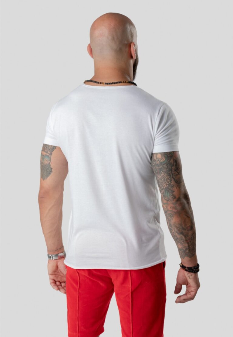 T-Shirt Short Deepneck 200g Weiß – Golden Crown
