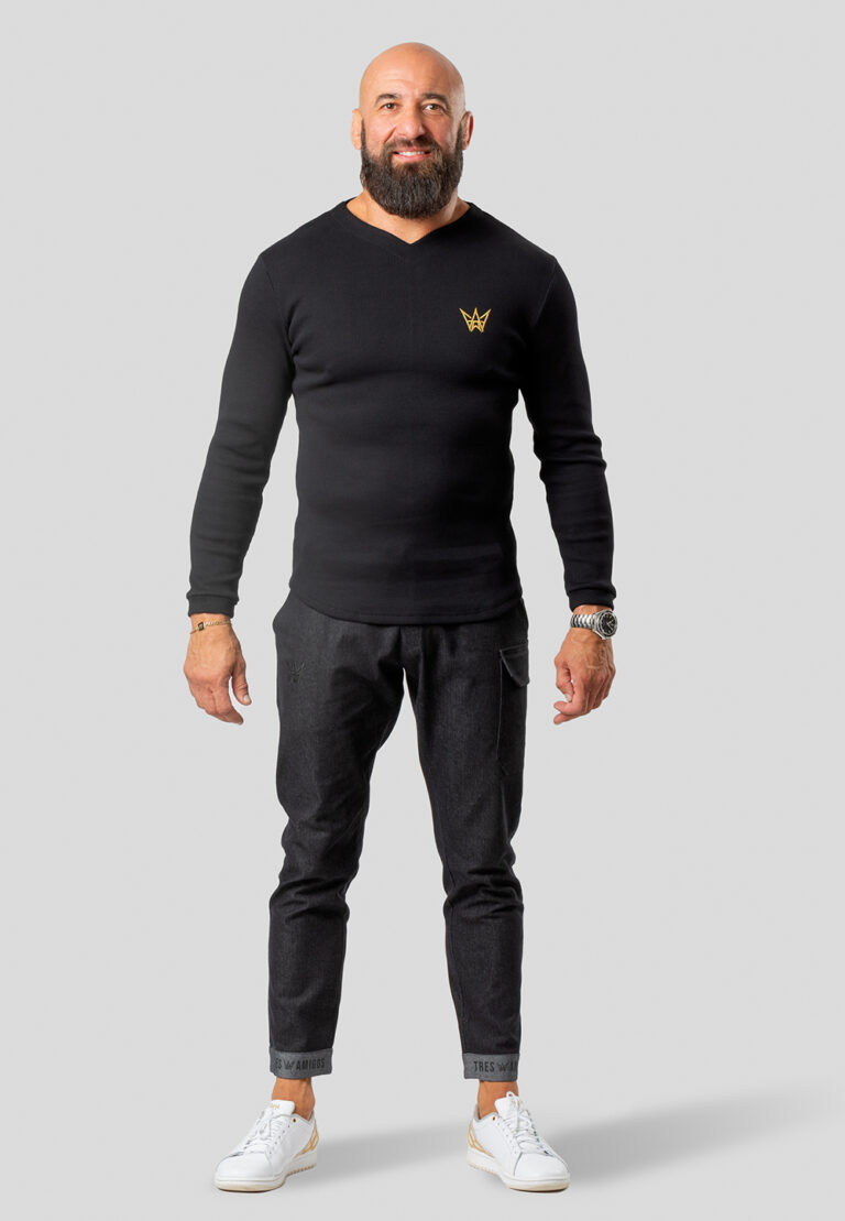 Longsleeve Striped Heart Schwarz – Goldene Krone