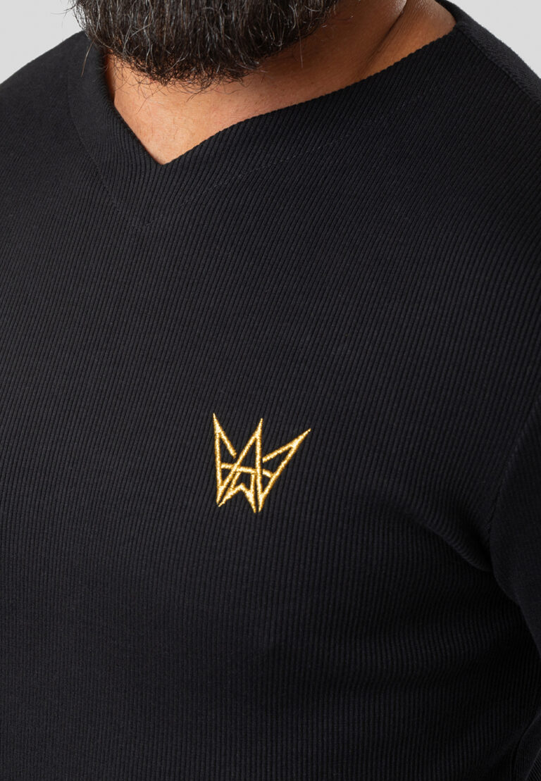 Longsleeve Striped Heart Schwarz – Goldene Krone