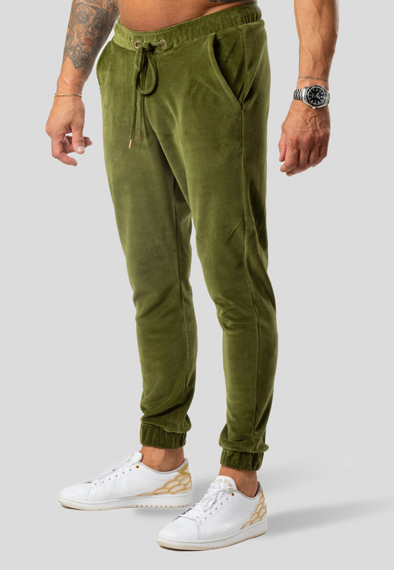 Olivgrüne Jogginghose aus Samt