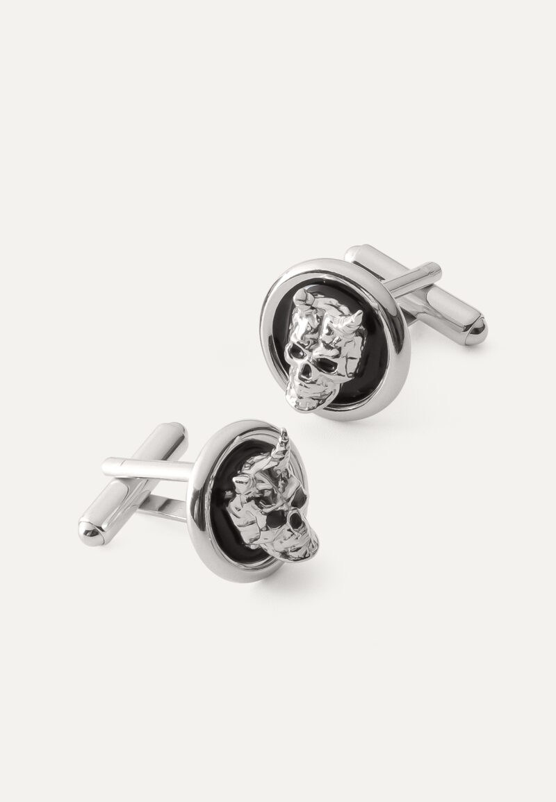 Silberne Manschettenknöpfe – Totenkopf-Teufel