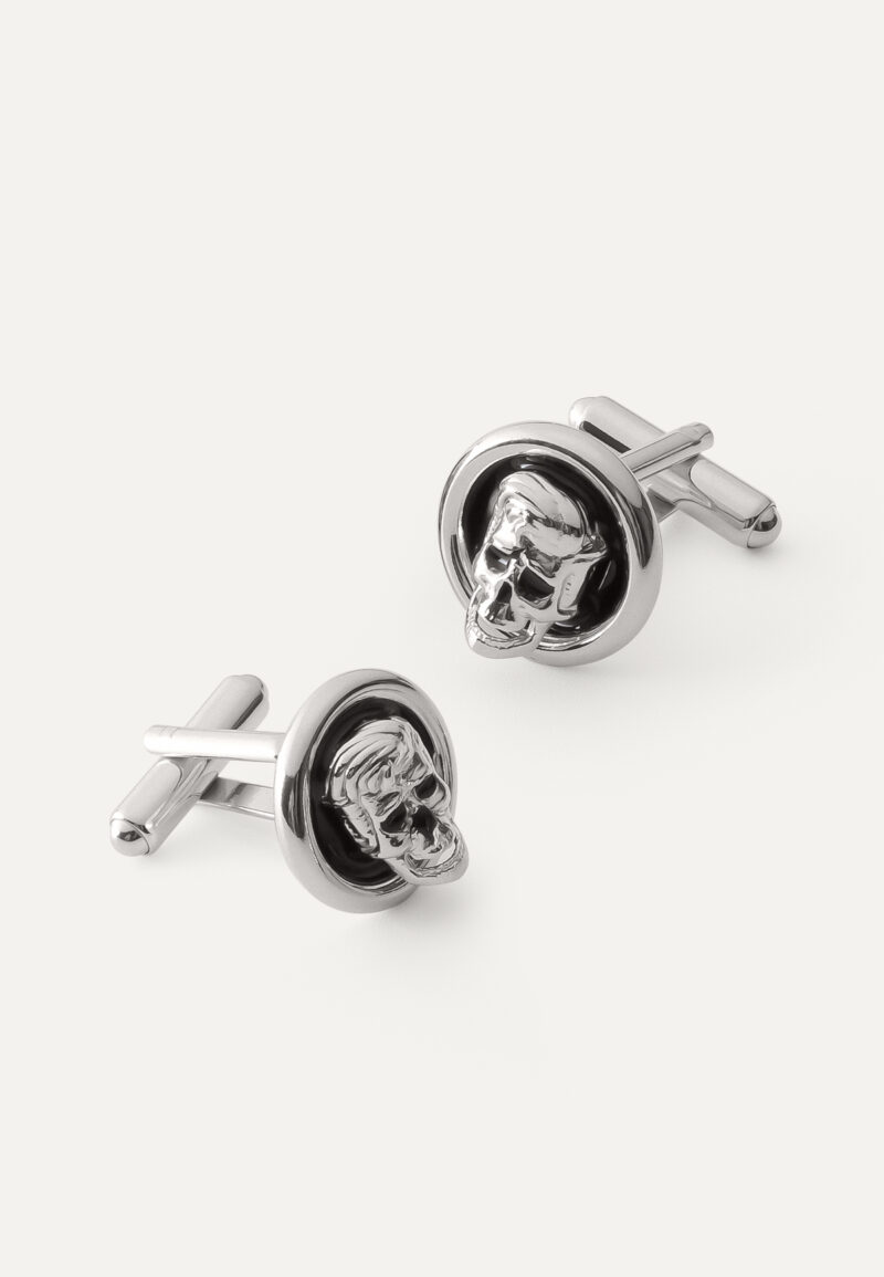 Silberne Manschettenknöpfe - Elvis-Totenkopf