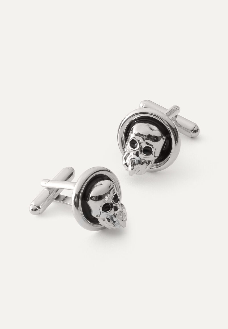 Silberne Manschettenknöpfe – Totenkopf mit Bart