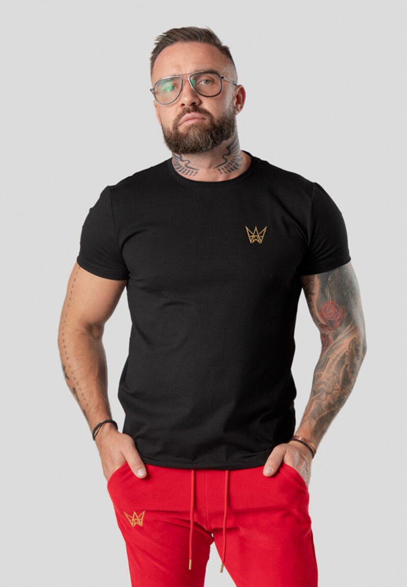 Paco Slim Fit Kurzes T-Shirt 200g Schwarz - Goldene Krone